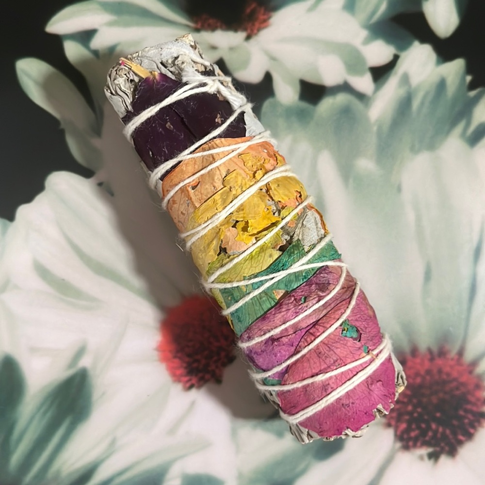 Rainbow Flowers Sage Stick